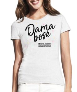 Marškinėliai su spauda Dama bosė moterims balti