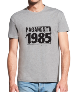 Pilki vyriški trumpomis rankovėmis medvilniniai marškinėliai su spauda Pagaminta