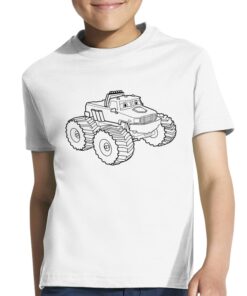 Balta trumpomis rankovėmis maikutė vaikams Raguotas traktorius