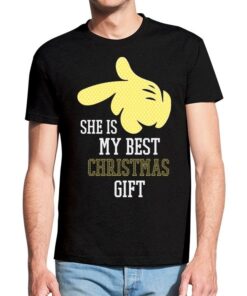 Juodi vyriški trumpomis rankovėmis kalėdiniai marškinėliai su spauda Geriausia Kalėdinė dovana