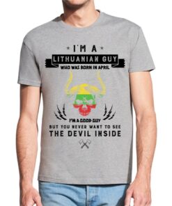 Pilki vyriški trumpomis rankovėmis medvilniniai marškinėliai su spauda I'm Lithuanian g