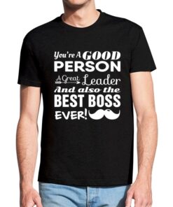 Juodos spalvos vyriški marškinėliai su spauda Best boss ever