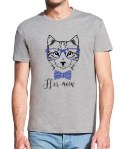 Marškinėliai su spauda poroms Her meow