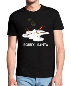 Juodi vyriški trumpomis rankovėmis kalėdiniai marškinėliai su spauda Sorry Santa