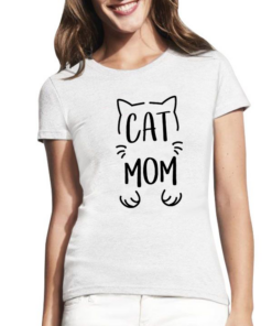 Moteriški marškinėliai su spauda Cat mom