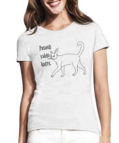 Moteriški marškinėliai su spauda Pasaulį valdo katės