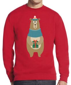 Raudonas vyriškas kalėdinis džemperis Meškinas
