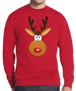 Raudonas vyriškas kalėdinis džemperis Linksmas briedis
