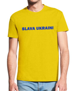 Geltona trumpomis rankovėmis maikutė vyrams Slava Ukraini