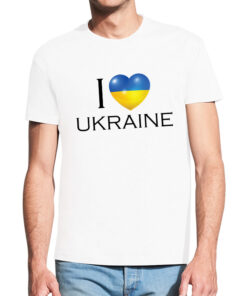 Balta trumpomis rankovėmis maikutė vyrams Meilė Ukrainai