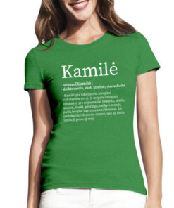 Žalia trumpomis rankovėmis vardinė maikutė moterims Kamilė
