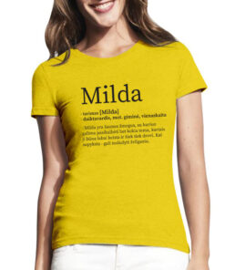 Geltona trumpomis rankovėmis vardinė maikutė moterims Milda