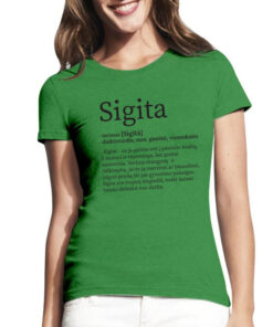 Žalia trumpomis rankovėmis vardinė maikutė moterims Sigita