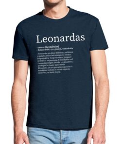 Trumpomis rankovėmis vyriška vardinė maikutė Leonardas