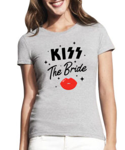 Trumpomis rankovėmis maikutė mergvakariui Kiss the bride