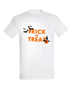 Universalūs marškinėliai "Trick or treat" balta