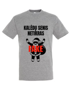 Universalūs marškinėliai "Kalėdų Senis FAKE" pilka melanžinė
