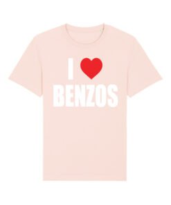 Universalūs ekologiški marškinėliai "I HEART BENZOS" Šviesi rožinė
