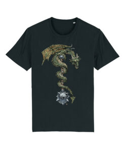 Universalūs ekologiški marškinėliai "Dragon Mace" juoda