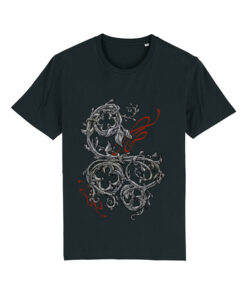 Universalūs ekologiški marškinėliai "Gothic Ornament" juoda