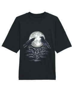 Universalūs ekologiški oversized marškinėliai "Celtic Moon" juoda