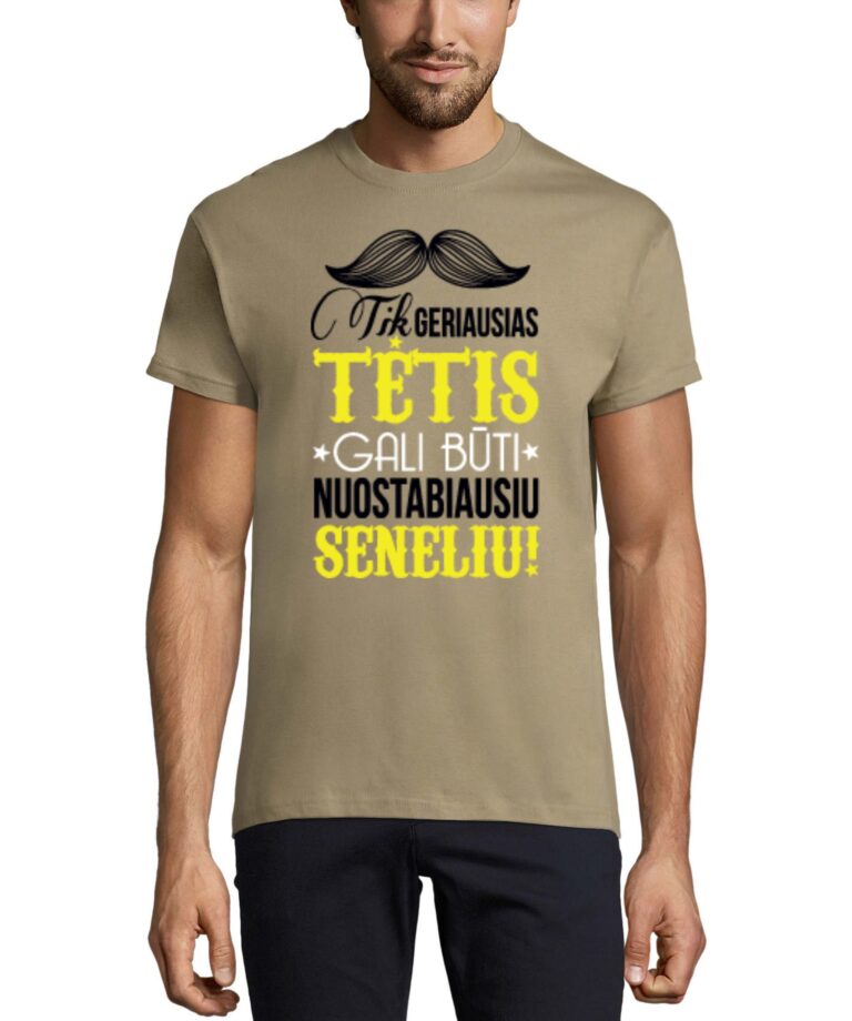 Marškinėliai tėčiui su spauda ir užrašais Tėtis nuostabiausias senelis