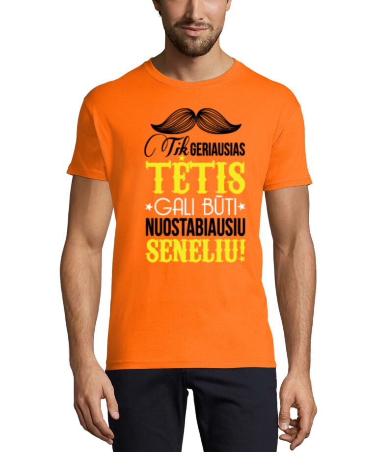 Marškinėliai tėčiui su spauda ir užrašais Tėtis nuostabiausias senelis
