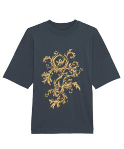 Universalūs ekologiški oversized marškinėliai "Golden Leaf"