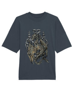 Universalūs ekologiški oversized marškinėliai "Gothic Dragon"