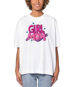 Ekologiški oversized marškinėliai su užrašu mamai Girl mom