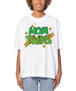 Ekologiški oversized marškinėliai su užrašu Mom of twins