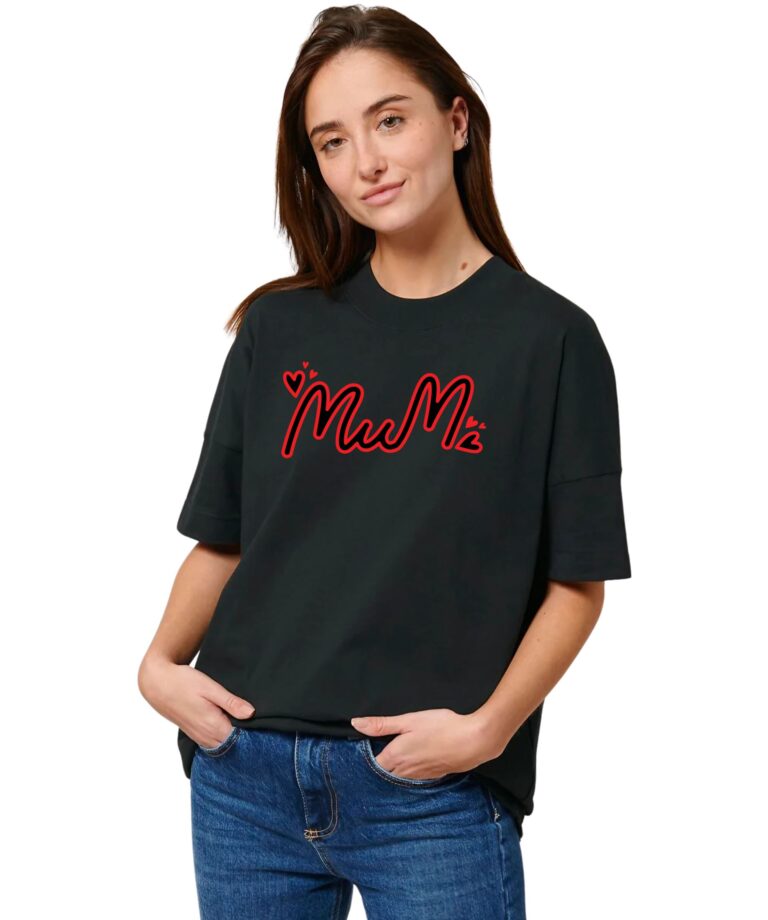 Ekologiški oversized marškinėliai su užrašu Mum