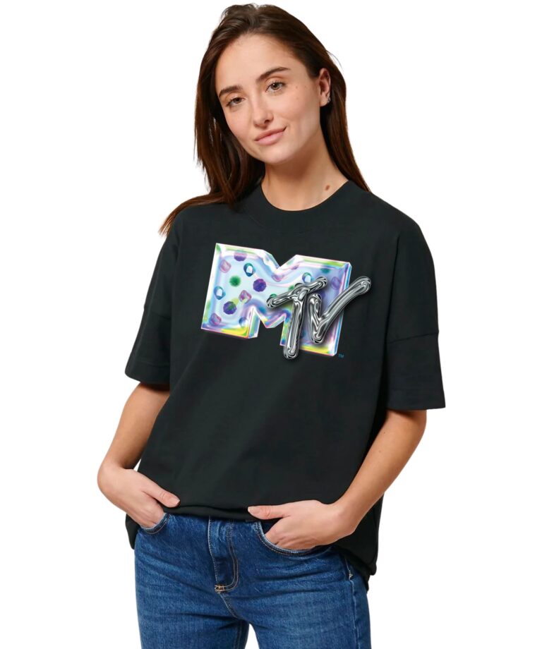 Oversized Marškinėliai su užrašu MTV