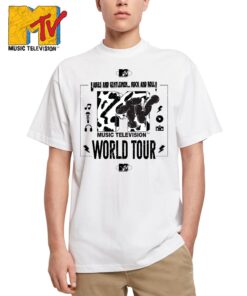 Oversized Marškinėliai su užrašu MTV world tour