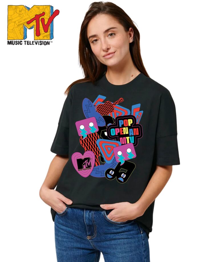 Oversized Marškinėliai su užrašu MTV