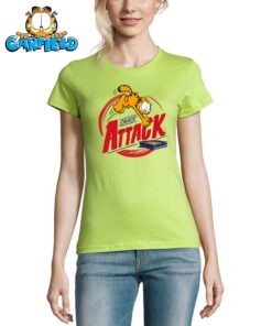 Trumpomis rankovėmis marškinėliai moterims su spauda iš Garfieldo kolekcijos Snack attack