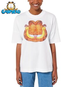 Trumpomis rankovėmis oversized universalūs marškinėliai su spauda iš Garfieldo kolekcijos Garfield face