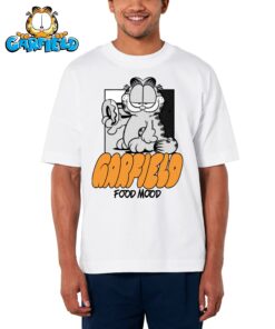 Trumpomis rankovėmis oversized universalūs marškinėliai su spauda iš Garfieldo kolekcijos Food mood