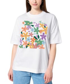 Ekologiški oversized marškinėliai su spauda Gėlės mamai