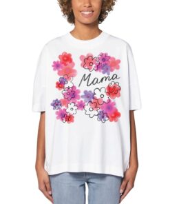 Ekologiški oversized marškinėliai su spauda Mama