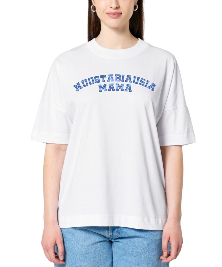 Ekologiški oversized marškinėliai su spauda Nuostabiausia mama