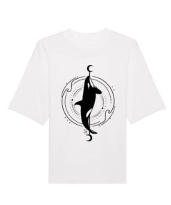 Universalūs ekologiški oversized marškinėliai "Abstract orca"