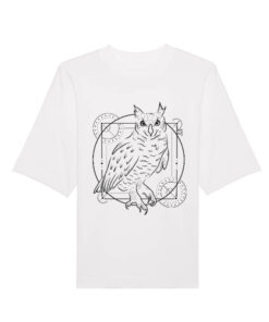 Universalūs ekologiški oversized marškinėliai "Abstract owl"