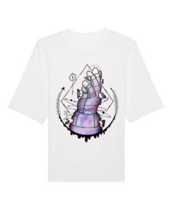 Universalūs ekologiški oversized marškinėliai "Astronaut hand"
