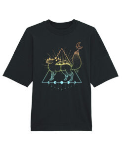 Universalūs ekologiški oversized marškinėliai "Ombre fox"
