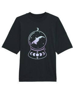 Universalūs ekologiški oversized marškinėliai "Ombre orca"