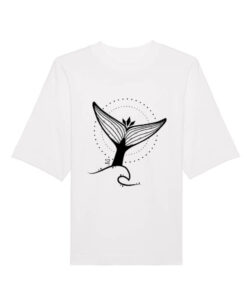 Universalūs ekologiški oversized marškinėliai "Whale tale"