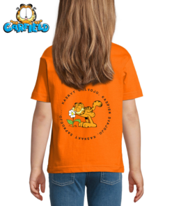 Oranžiniai marškinėliai vaikams iš Garfildo kolekcijos Kasryt galvoju