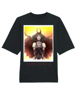 Universalūs ekologiški oversized marškinėliai "Inner demons"