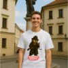 Balti itališki marškinėliai su užrašu Bobritto bandito
